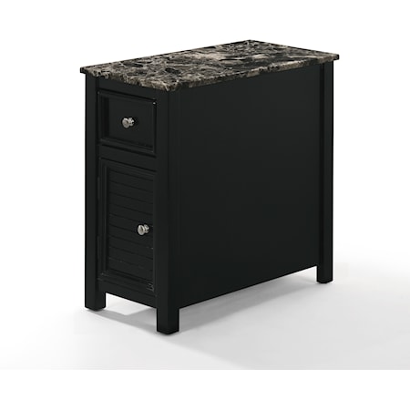 Contemporary One Drawer End Table with Faux Marble Top