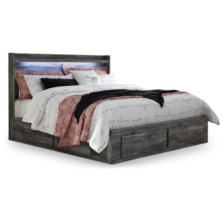 King Panel Bed With 6 Storage Drawers