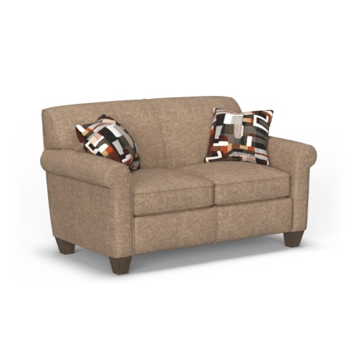 Transitional Loveseat with Tapered Legs