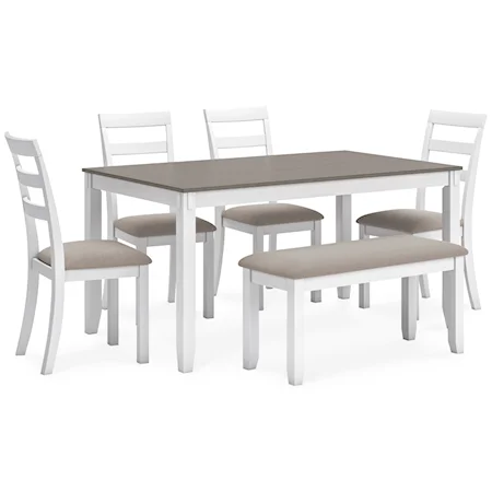 Dining Table and Chairs with Bench (Set of 6)