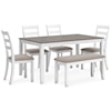 Signature Design by Ashley Stonehollow Dining Table and Chairs with Bench Set