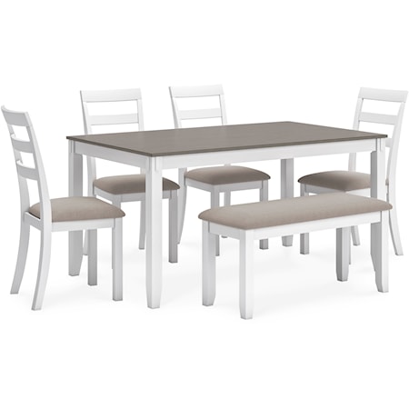 Dining Table and Chairs with Bench Set
