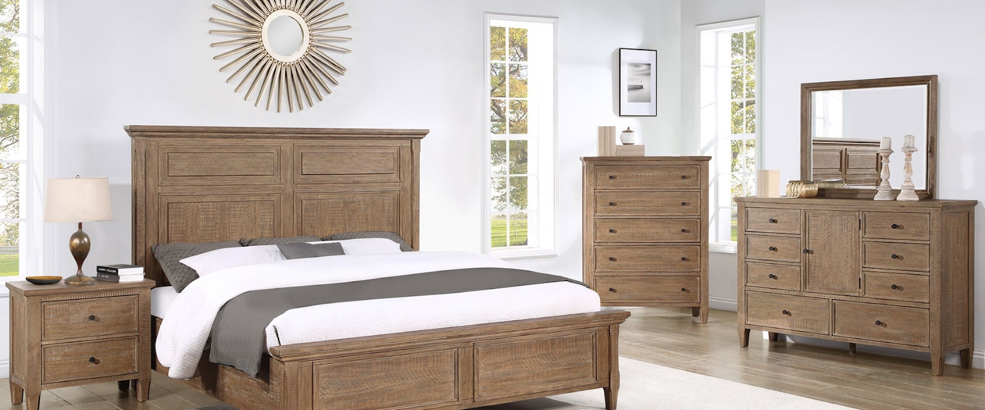 Riverdale Rustic 5-Piece Queen Panel Bed Bedroom Set