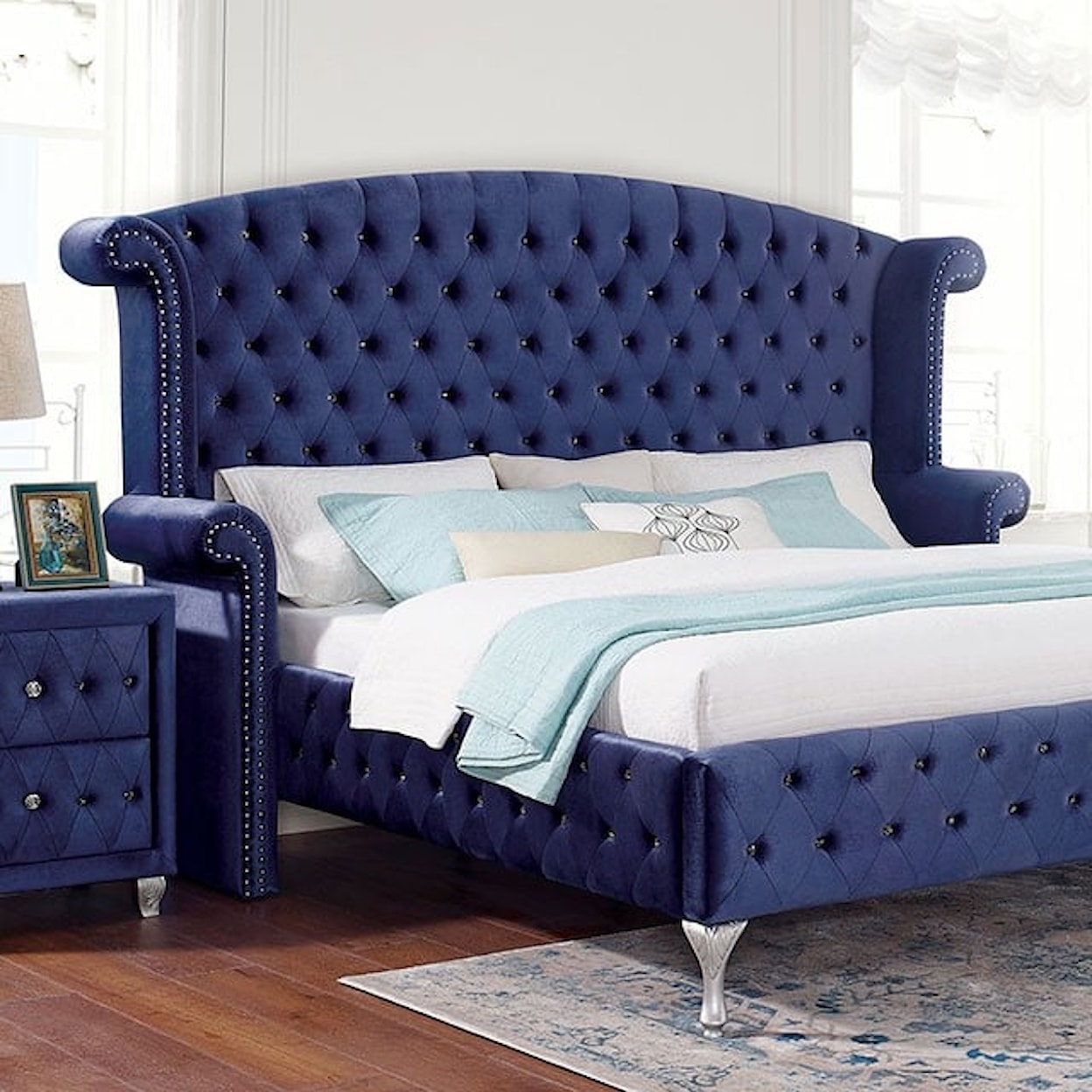 Furniture of America - FOA Alzir Cal.King Bed, Blue