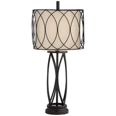 Table Lamp-Bulging Metal with Double Shade