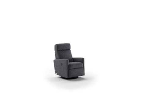Contemporary Swivel Power Recliner with Adjustable Headrest