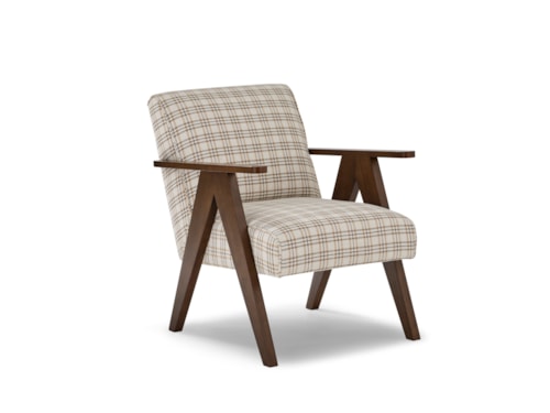 Contemporary Accent Chair with Wood Arms