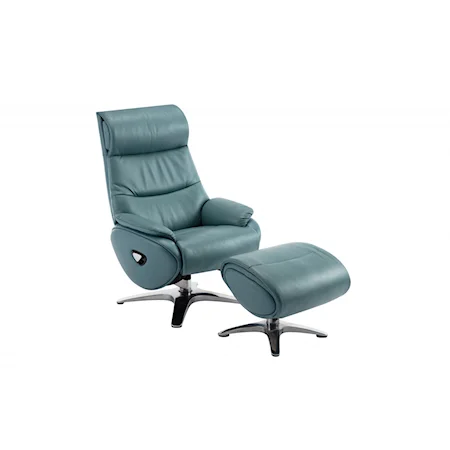 Casual Swivel Recliner and Ottoman Set with Pillow Arms