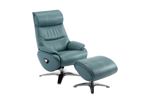 Casual Swivel Recliner and Ottoman Set with Pillow Arms