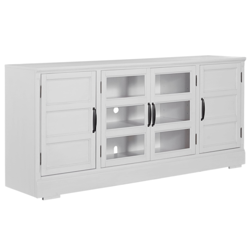 Transitional TV Console with Glass Doors