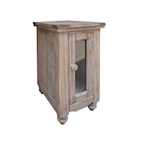 Rustic Chairside Table with Glass-Front Door