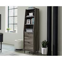 Contemporary Narrow Bookcase with Concealed Storage