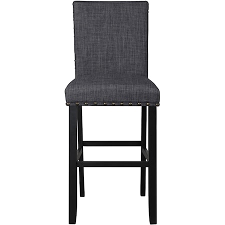 Transitional Upholstered Bar Stool with Nailhead Trim