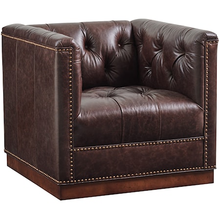 Fremont Tufted Leather Swivel Chair