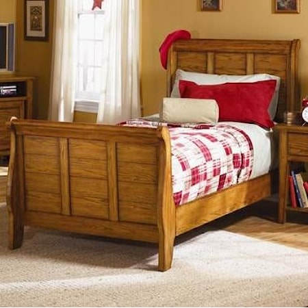 Rustic Twin Sleigh Bed with Paneling