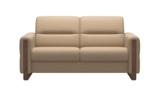 Contemporary 2-Seater Loveseat with Wood Arm