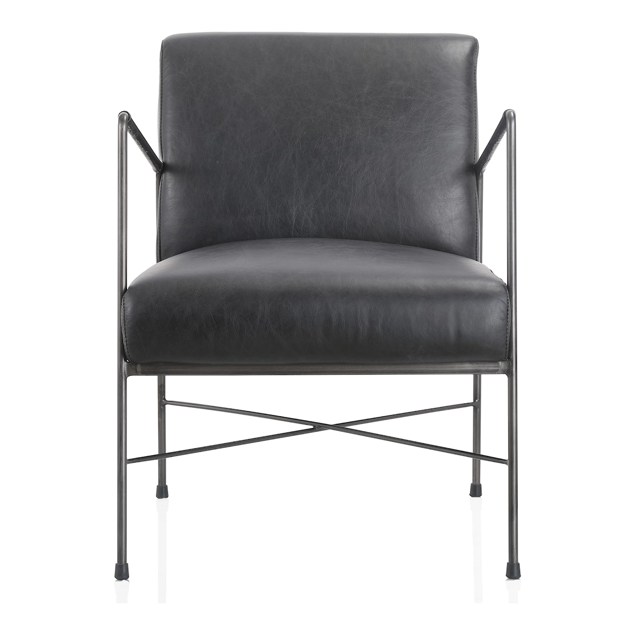 Moe's Home Collection Dagwood Dagwood Leather Arm Chair Onyx Black Leather