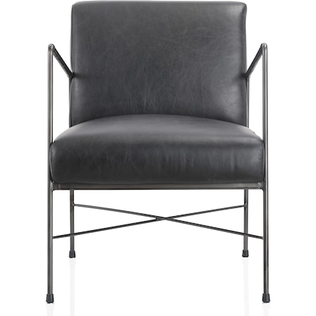 Dagwood Leather Arm Chair Onyx Black Leather