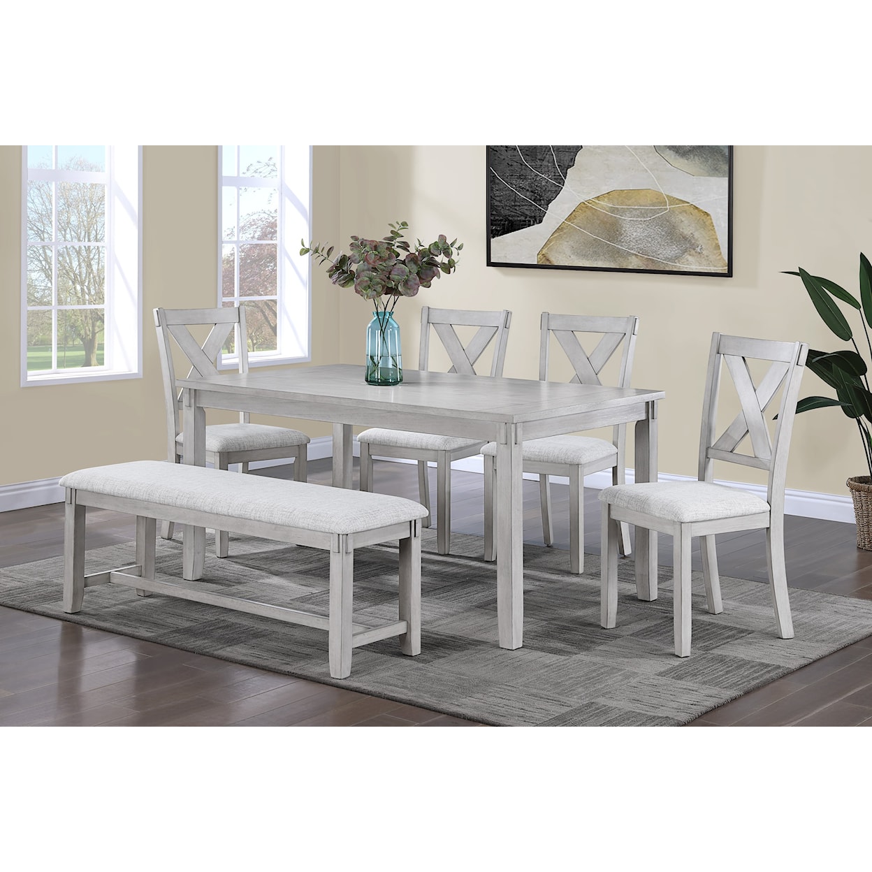 Crown Mark Clarice CLARICE DRIFTWOOD WHITE BENCH |