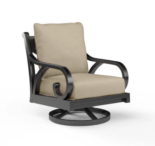 Traditional Outdoor Cushioned Swivel Club Chair