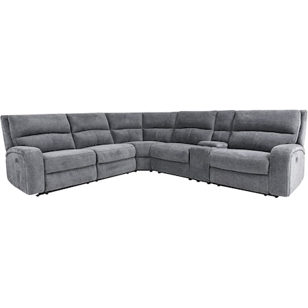 Contemporary Power Reclining Sectional with Power Headrests and USB Charging Ports