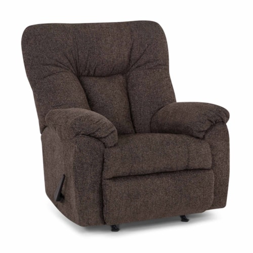Casual Manual Rocker Recliner with Pillow Arms