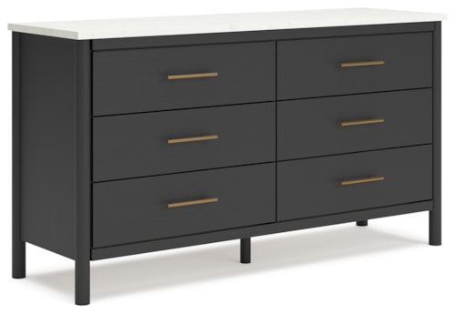 6-Drawer Dresser with Marble-Look Top
