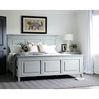 Transitional French Gray King Panel Bed