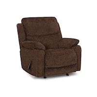 Casual Manual Rocker Recliner with Pillow Arms