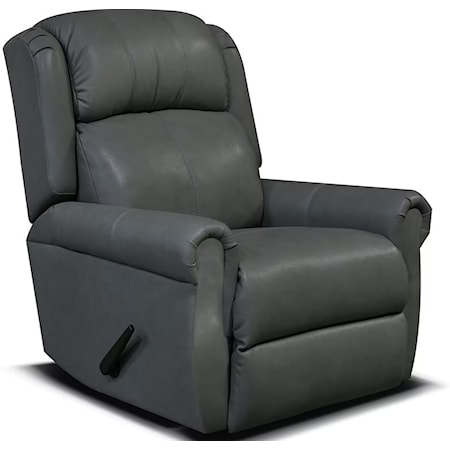 Casual Leather Minimum Proximity Recliner with Rolled Arms