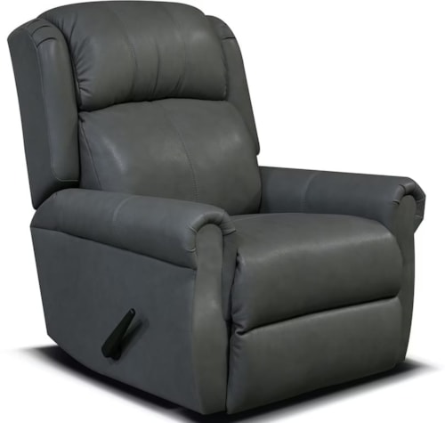 Casual Leather Minimum Proximity Recliner with Rolled Arms