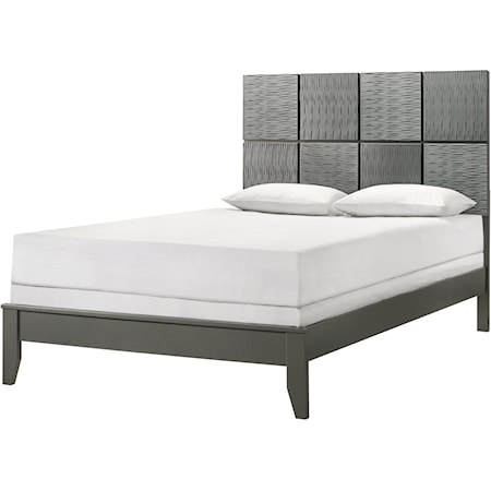 Denker Contemporary Queen Panel Bed - Gun Metal