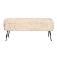 Huggy Faux Fur Accent Bench with Storage - Sand