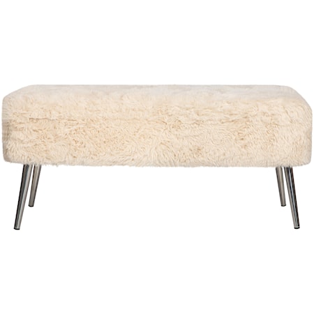 Huggy Faux Fur Accent Bench with Storage - Sand