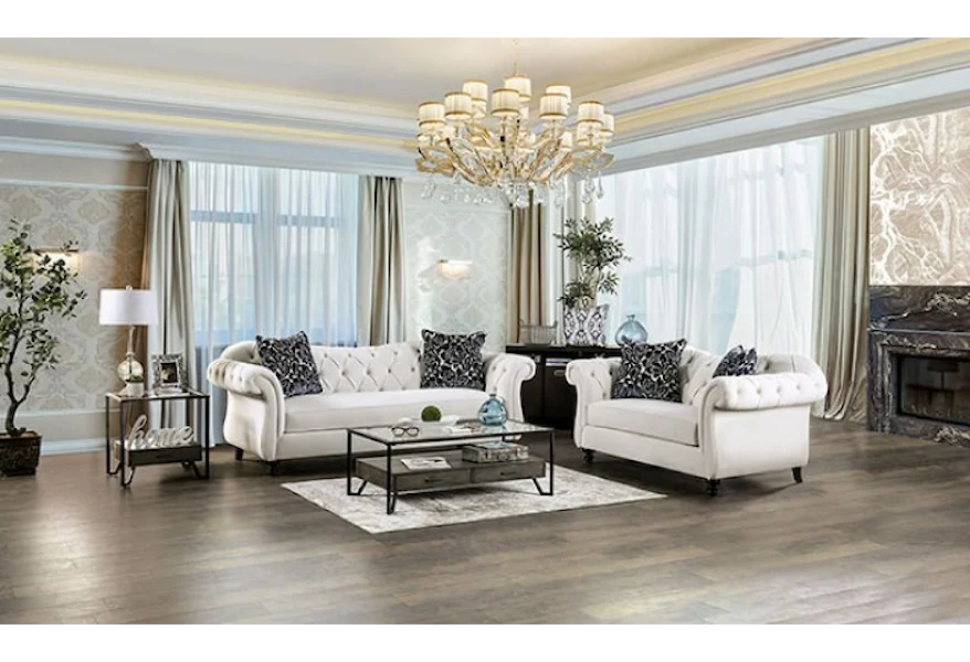 Antoinette Sofa and Loveseat Set by Furniture of America at Dream Home Interiors