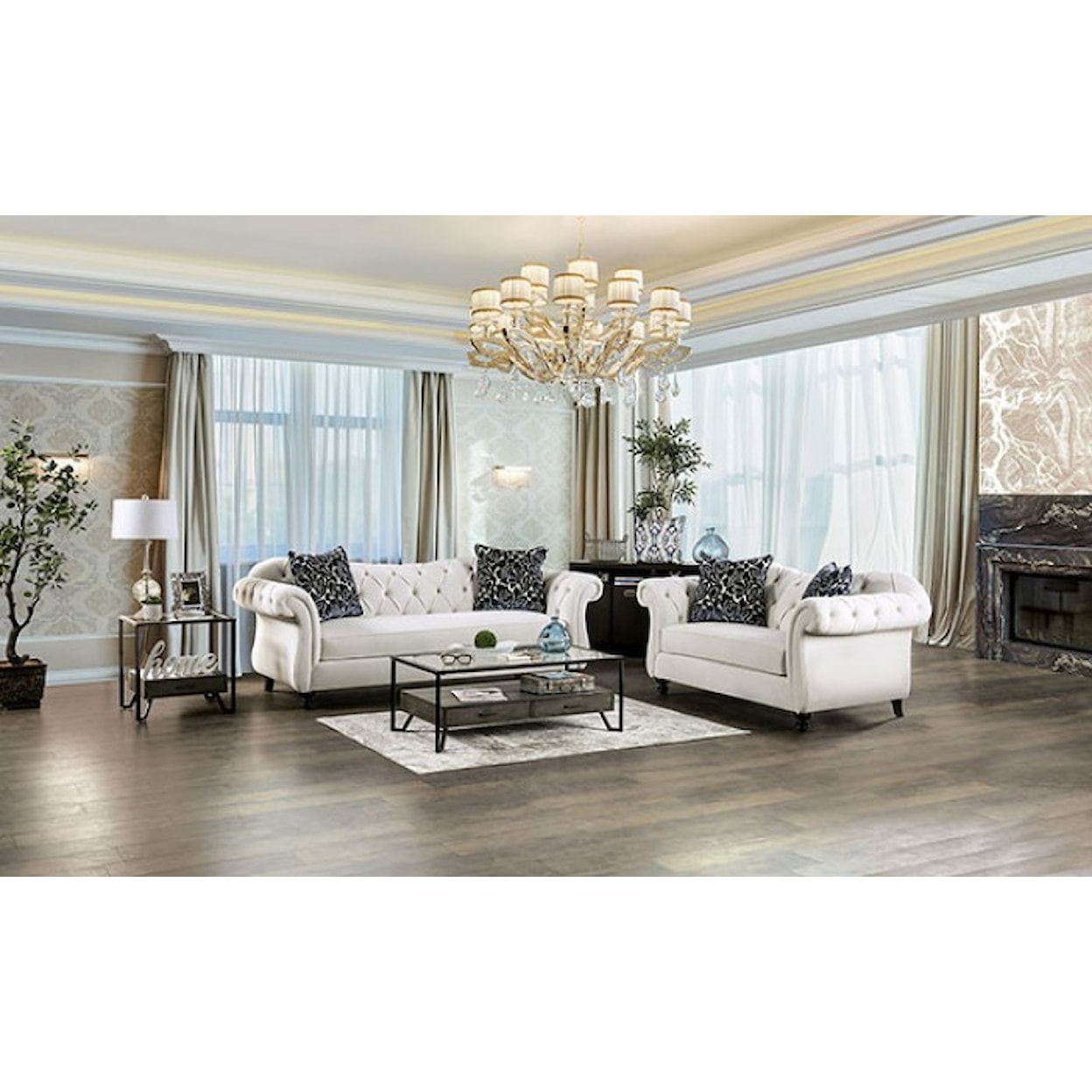 Furniture of America Antoinette Sofa and Loveseat Set