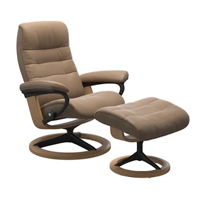 Stressless by Ekornes Opal Medium Opal Signature Recliner & Ottoman