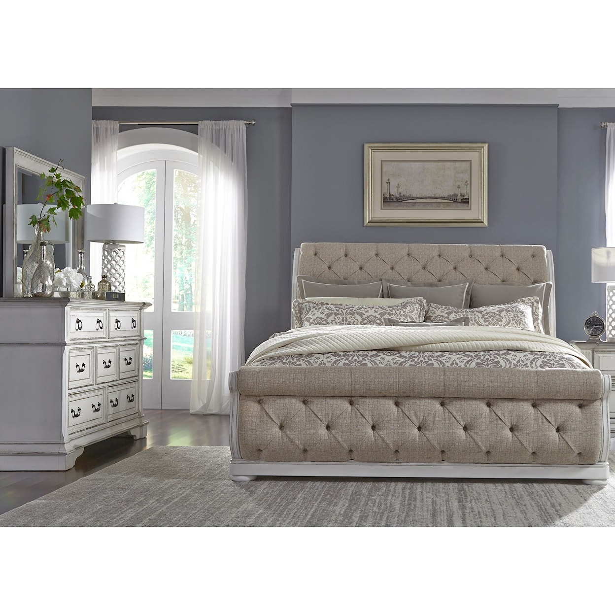 Liberty Furniture Abbey Park 3-Piece Upholstered Queen Sleigh Bedroom Set
