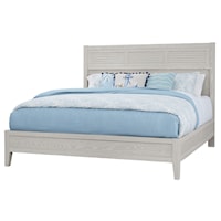 Transtional Queen Low Profile Bed with Louvered Headboard