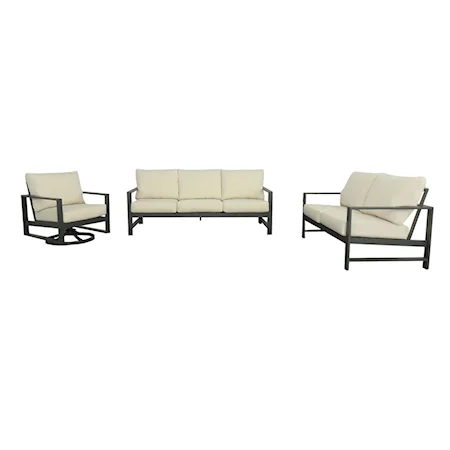 Contemporary 3-Piece Outdoor Seating Set