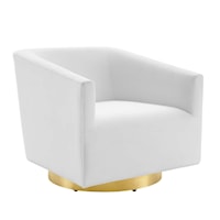 Accent Lounge Performance Velvet Swivel Chair - White/Gold