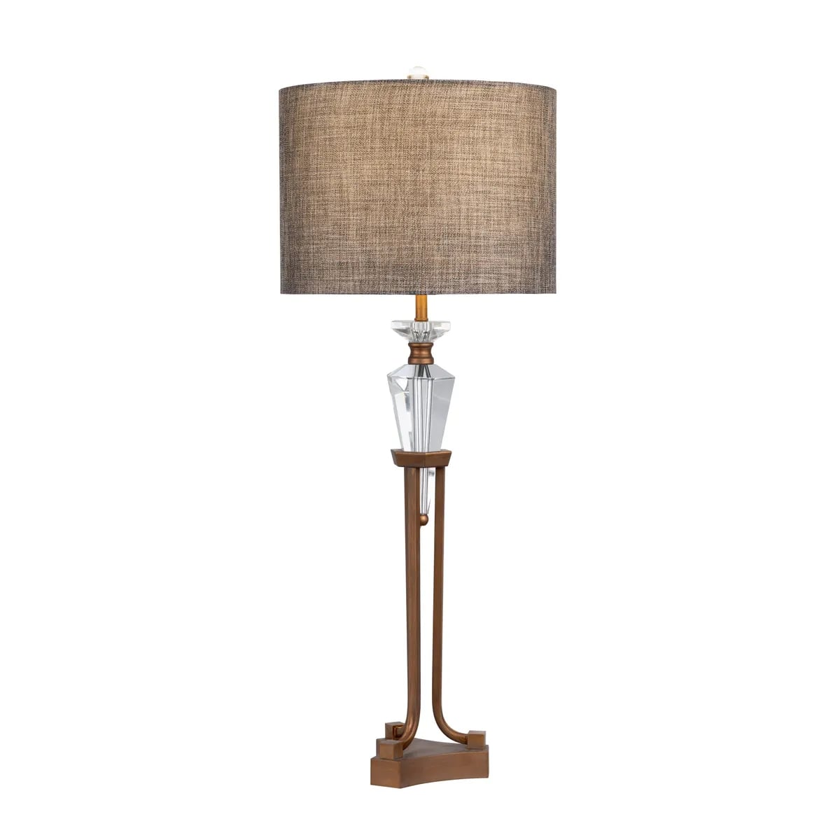 36"H Crystal + Metal Table Lamp