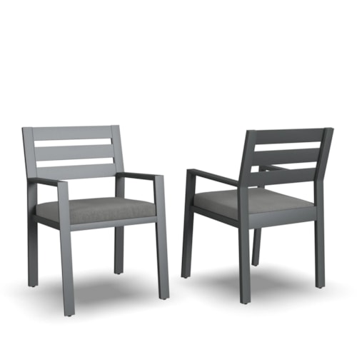 Contemporary Pair of Outdoor Dining Chair with Upholstered Seats
