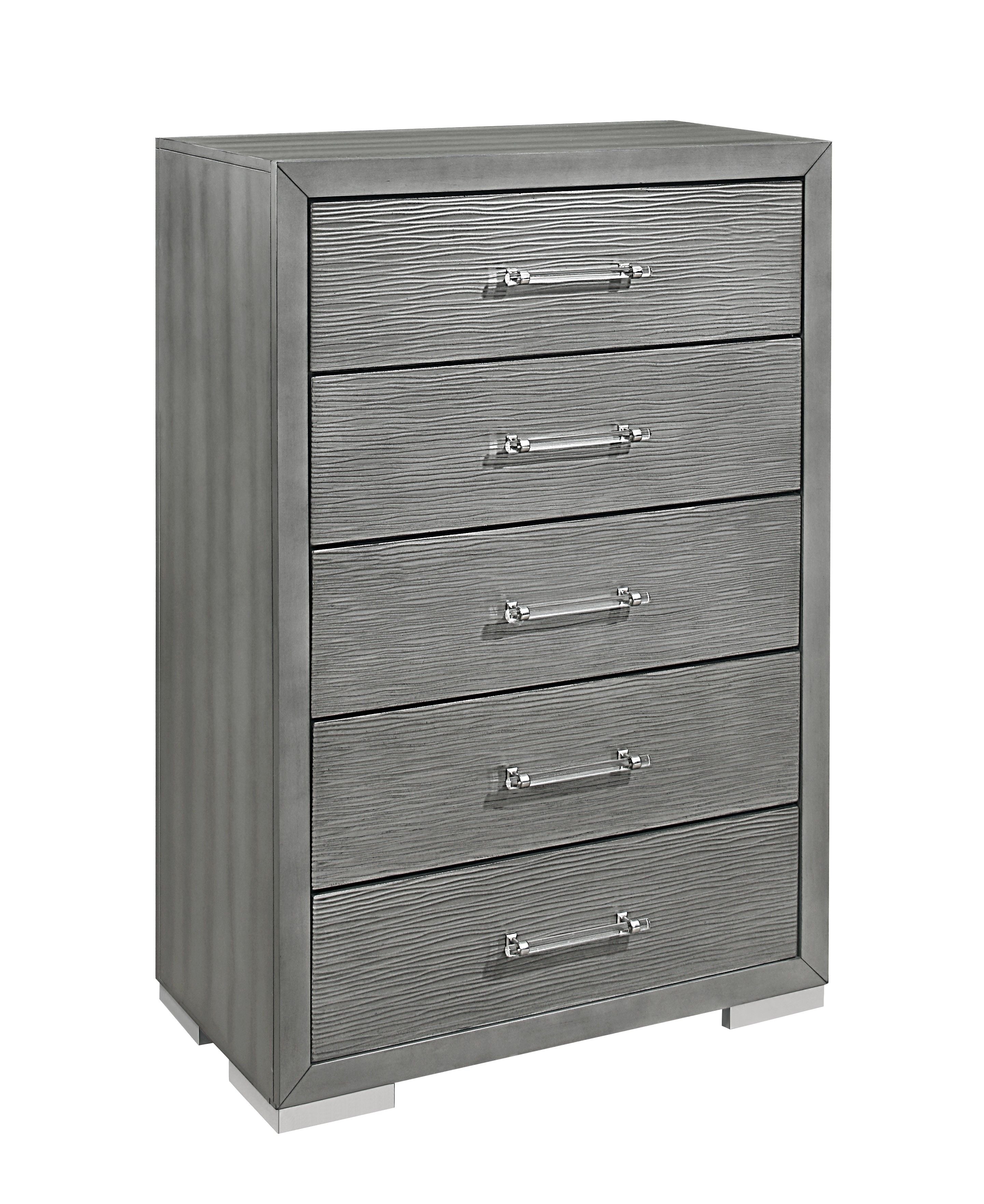 Global Furniture Tiffany 2051 Contemporary Silver 5Drawer Bedroom