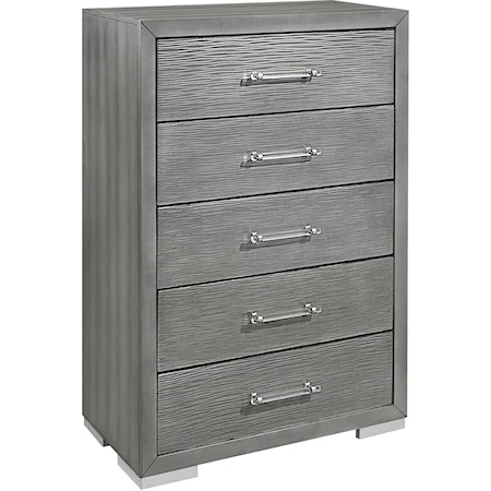 Silver 5-Drawer Bedroom Chest