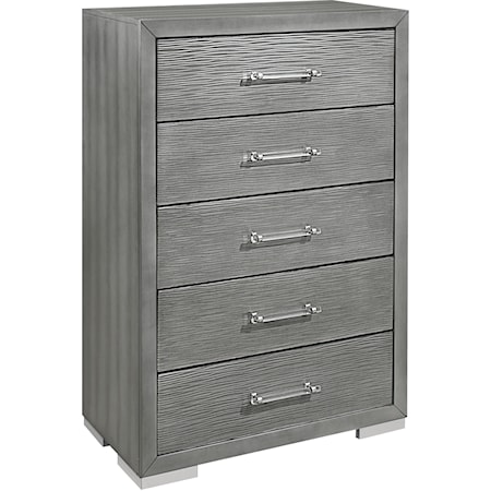 Silver 5-Drawer Bedroom Chest