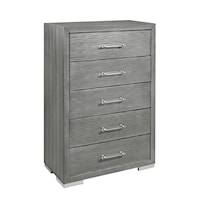 Contemporary Silver 5-Drawer Bedroom Chest