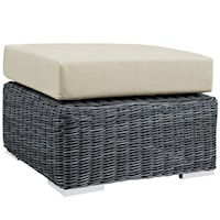 Summon Coastal Outdoor Patio Sunbrella® Ottoman - Gray/Beige