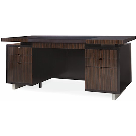 Transitional Ebony Desk with Leather Writing Top