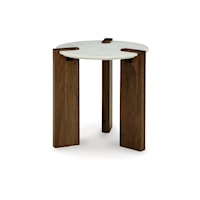 Round End Table with Marble Top